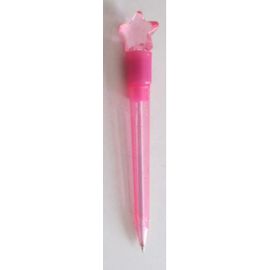 Stylo À Bille Original - Corps Transparent Rose Vif Pailleté Avec Au Bout Une Étoile Qui S'allume Quand On Écrit Avec - Objet De Fantaisie Pizza Paï - Article Vintage Datant De Plus De 10 Ans