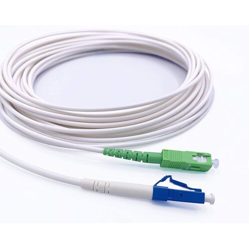 Elfcam® - Câble à Fibre Optique SC/APC à LC/UPC Monomode Simplex, Jarretière Optique LSZH, Blanc (10M)