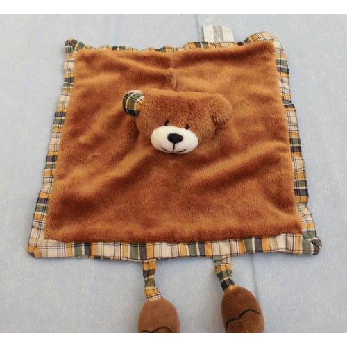 Doudou Aubert Creation Doudou Et Compagnie Ours Carre Marron Plat Et Jambes