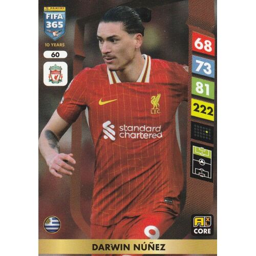 Carte Foot Panini - Adrenalyn Xl Football - N° 60 - Fifa 365 2025 - Darwin Nunez - Liverpool