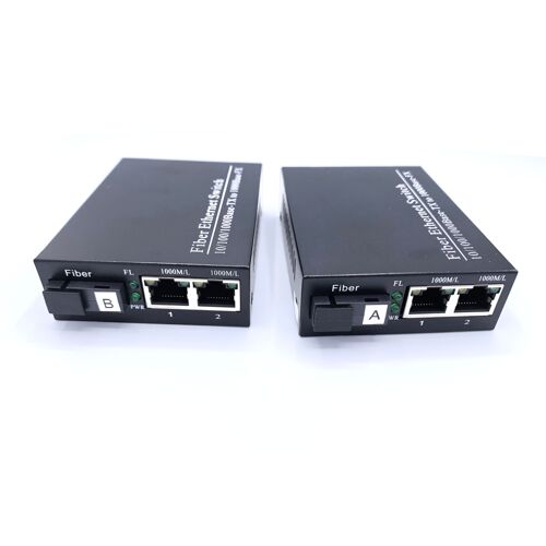 Elfcam® - Lot de 2 Convertisseur Fibre Ethernet, Convertisseur de Média SFP (mini-GBIC) Inclus, Jusqu(2 X 2 Ports RJ45)