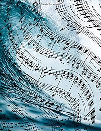 Sheet Music Notebook: 8.5 X 11 In, 12 Staves Per Page, Ocean Wave Theme