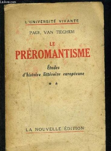 Le Preromantisme- Etudes D Histoire Litteraire Europeenne