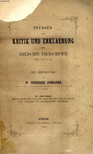 Studien Zur Kritik Und Erklarung Der Biblischen Urgeschichte, Gen. Cap. I-Xi