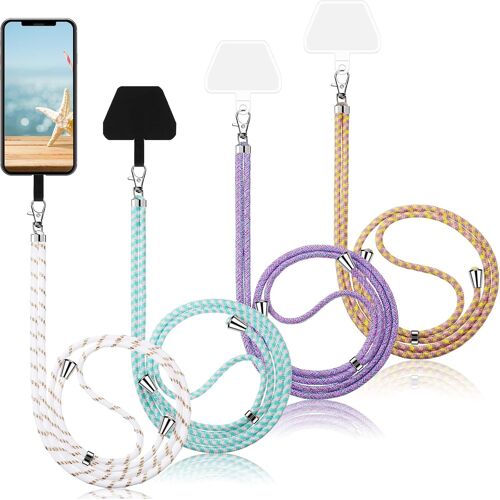 KAL-Pcs Lanières De Téléphone Universelles En Nylon Tour Du Cou De Téléphone Réglable Corde De Téléphone Portable À Bandoulière Pour Plupart De Smartphones (Couleur Claire)