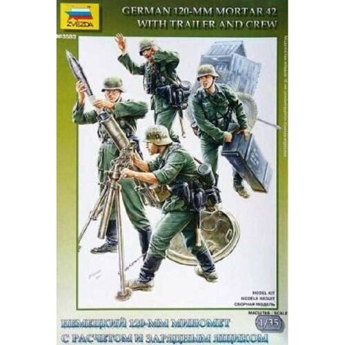 Zvezda - German 120-Mm Mortar 42 With Trailer And Crewmaquette Figurine German 120-Mm Mortar 42 With Trailer And Crew Zvezda 3583 1/35ème Maquette Char Promo Figurine Miniature