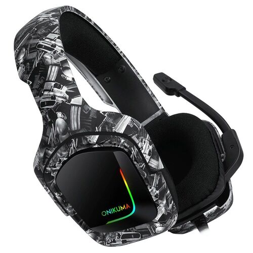 casque filaire K20, 3.5mm, rétro-éclairage rvb, pour téléphone gamer, PS4, bandeau réglable pour ordinateur