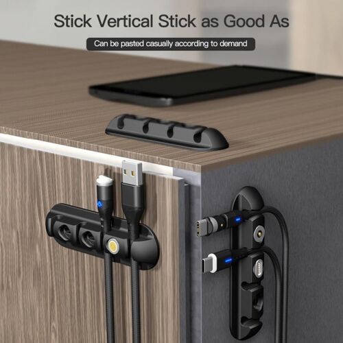 Organisateur de câbles magnétiques, support de câbles USB, Clips de bureau flexibles en silicone pour organisateur de fils de casque Audio