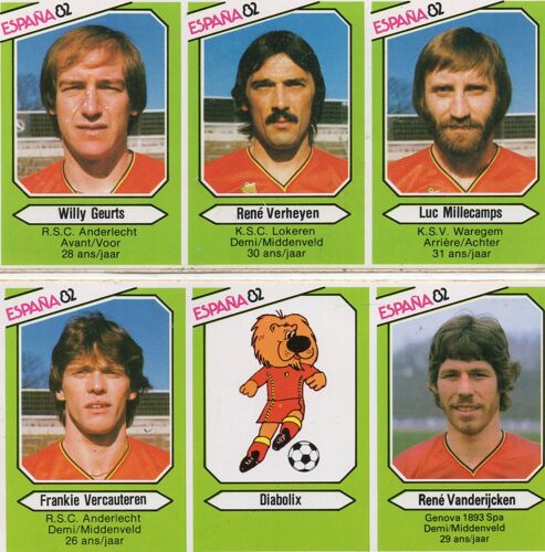 Les Diables Rouges, Espana 82 : Lot De 6 Autocollants.