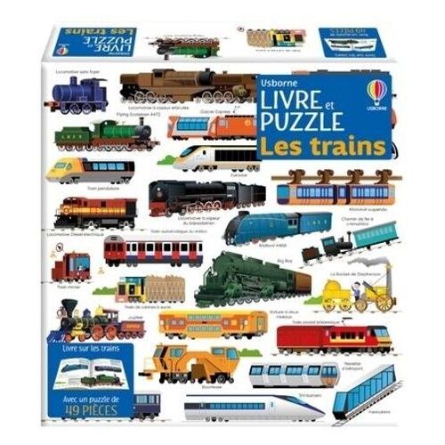 Les Trains - Livre Sur Les Trains Avec Un Puzzle De 49 Pièces