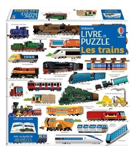 Les Trains - Livre Sur Les Trains Avec Un Puzzle De 49 Pièces