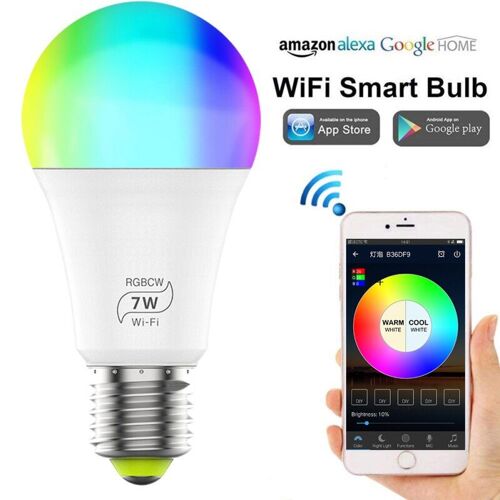 Ampoule Intelligente E27 Wifi 7 W Rgb, Lampe Magique Led Ac 100 240v, Commande Vocale, Fonctionne Avec Alexa Google Home
