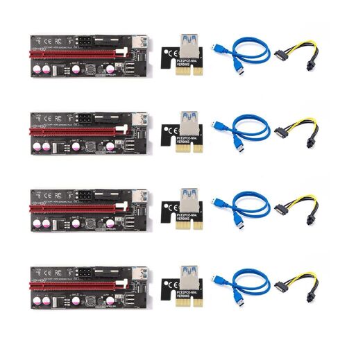 Adaptateur PCI Express Riser, VER009S PCI-E 1X à 16X, carte USB 3.0, câble de données