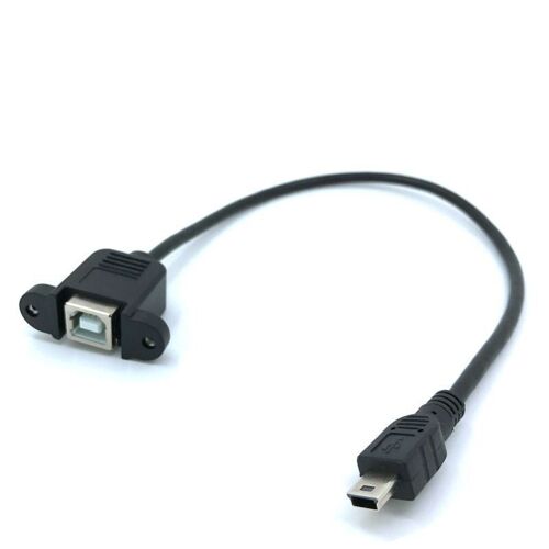 Câble de connexion Mini USB 2.0 mâle vers USB 2.0 B Type femelle, trou de montage sur panneau, 30cm 50cm, 5 pièces