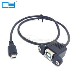 Câble Micro USB 5 broches mâle vers USB B femelle, Type de montage sur panneau 30cm 50cm avec vis
