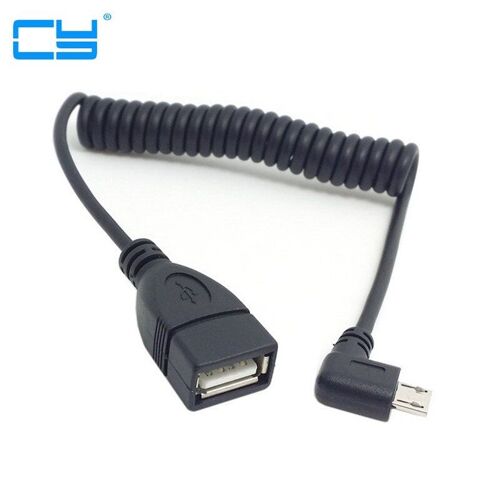 Connecteur OTG Micro USB 5 broches à angle droit 100cm 1m 90 degrés, câble d'extension extensible vers USB femelle