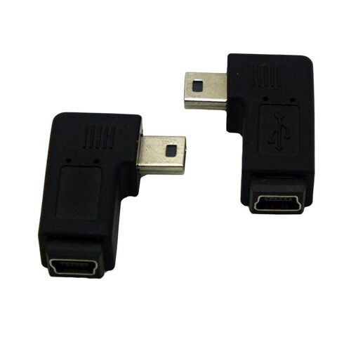 Adaptateur de connecteur d'extension Mini USB 5 broches mâle à Mini USB femelle, angle de 90 degrés, câble de conversion