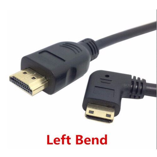 Câble Mini HD à 90 degrés, Angle gauche et droit mâle vers HDMI, compatible avec HDTV 1080p PS3 Evo HTC Vedio Goldpalted, 0.5m 50cm