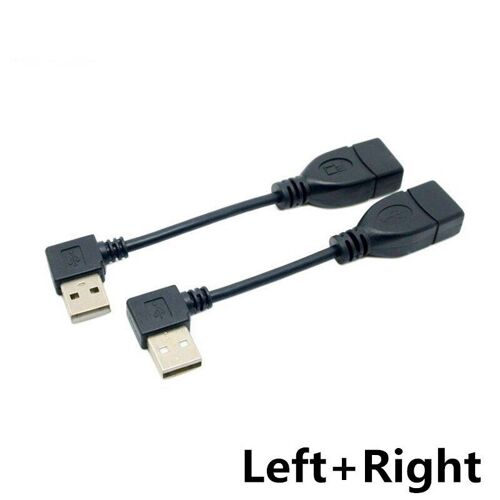 Câble d'extension USB 2.0 A mâle à femelle, coudé à gauche et à droite à 90 degrés, 2 pièces, 10cm 20cm