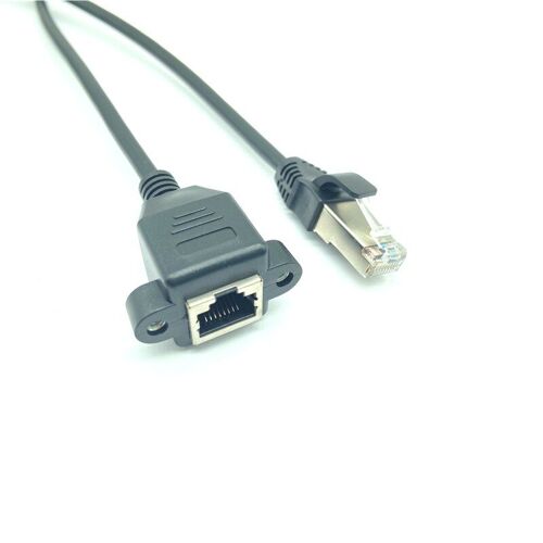Câble d'extension Ethernet LAN à Angle droit de 0.3m/0.6m/1m, 8 broches RJ45 mâle vers femelle, montage sur panneau