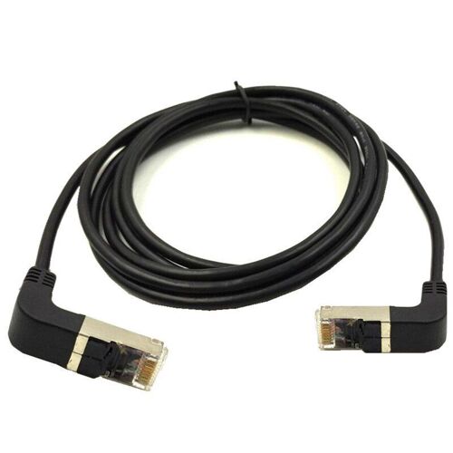 Câble réseau Ethernet RJ45 Lan 0.5m/1M/2M/3M, Double coude vers le bas et coudé à 90 degrés, FTP STP UTP Cat 5e 8P8C