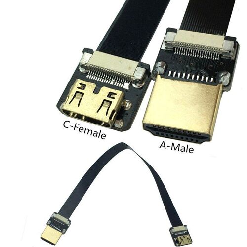 Câble plat FPV 5cm 80cm, Compatible HDMI Type A mâle vers mini HDMI femelle, HDTV FPC pour la photographie aérienne Multicopter