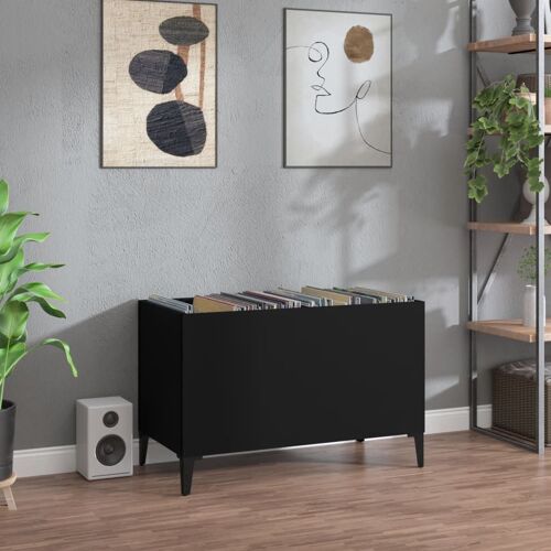 vidaXL Armoire à disques noir 74,5x38x48 cm bois d'ingénierie