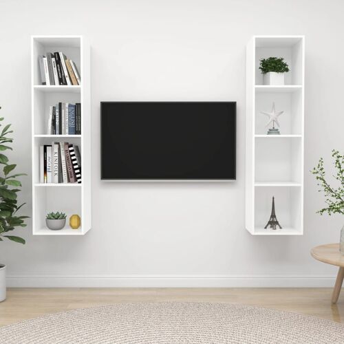 vidaXL Meubles TV muraux 2 pcs Blanc Aggloméré