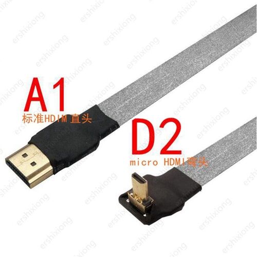 Câble plat compatible HDMI, Angle Micro UP mâle vers Mini/Micro HDTV FPC, Anti interférence, photographie aérienne Multicopter
