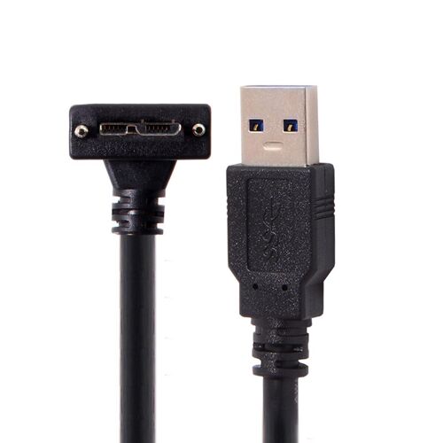 Câble Micro B coudé à 90 ° vers USB 3.0 A mâle, avec vis de verrouillage, pour Nikon D800 D800E D810 5m