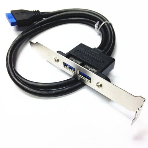 Double Port USB 3.0 vers carte mère 50cm, câble adaptateur d'en tête 20 broches vers 2 ports USB A femelle pour panneau de support PCI arrière