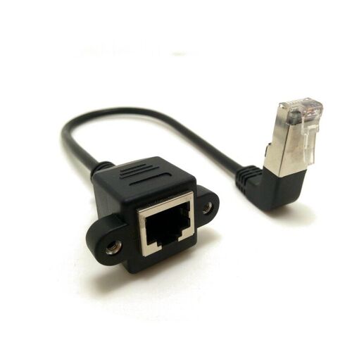 Câble d'extension de réseau Ethernet Lan mâle à femelle (avec vis), coudé à 90 degrés, 8P8C FTP STP UTP Cat 5e