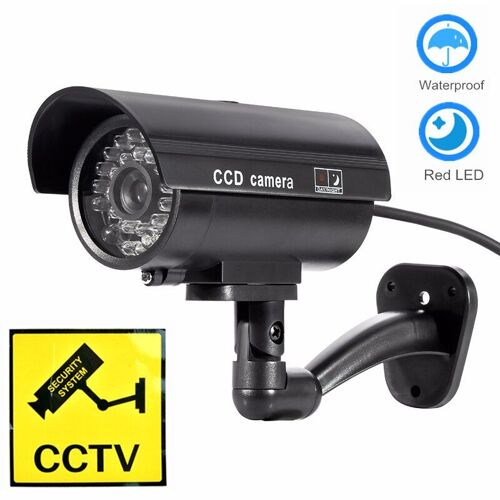 Caméra factice de sécurité, batterie d'alimentation, fausse caméra étanche, extérieur et intérieur, moniteur de lumière LED, CCTV