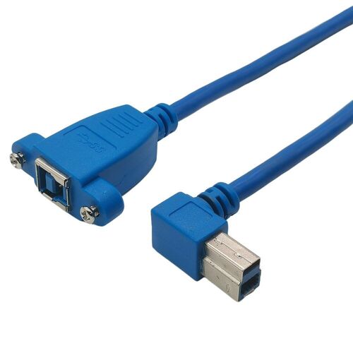 Câble d'extension USB 3.0 Type B mâle vers femelle, câble de données à Angle droit de 90 degrés avec vis de 0.5m