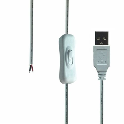 Câble d'alimentation USB 5V 2 broches avec prise mâle, cordon de Charge 1m avec interrupteur pour LED, DIY