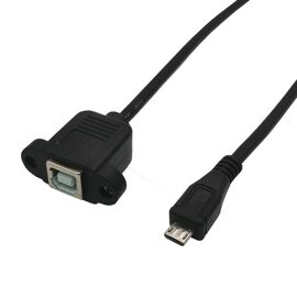 Connecteur Micro USB 2.0 mâle vers USB2.0 Type B femelle, câble d'extension 30cm 50cm avec vis trou de montage sur panneau