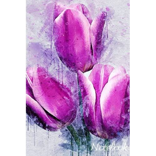 Ruled Tulips Watercolor Drawings Notebook