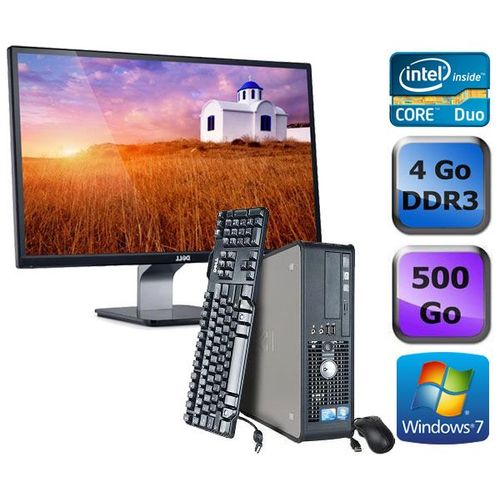 Dell Optiplex 780 SFF + Ecran 22'' - Intel Core Duo E5300 / 2.60 GHz - RAM 4 Go - HDD 500 Go - DVD - GigaBit Ethernet - Windows 7 Professionnel