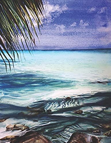 Sketchbook: Pretty Blank Sunny Beach And Turquoise Ocean Sketchbook | With Watercolor Art Design | Beautiful Handmade Watercolor Portrait Cover | Perfect For Sketching, Drawing And Painting | Artistic