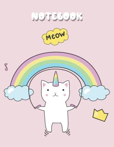 Kawaii Composition Notebook: Cute Caticorn With Rainbow Notebook For Girls Boys Kids Teens Students - Lined Notebook Journal (College Ruled Paper) - 120 Pages - 8,5 X 11 Inches (Letter Size)
