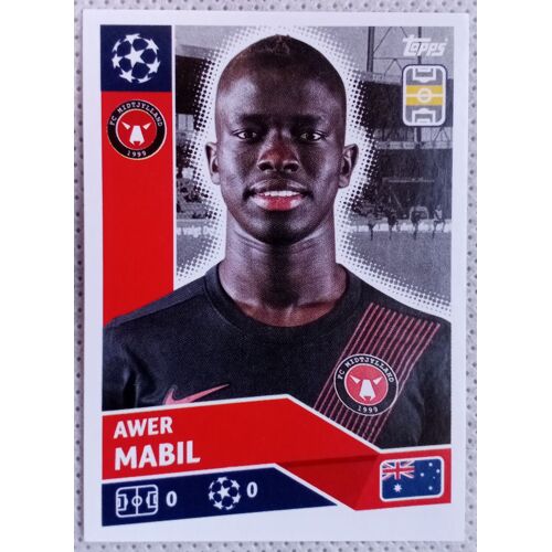 Uefa Champions League 2020 / 2021 - Fc Midtjylland Pof 60 Awer Mabil - Topps Sticker (Foot, Autocollant, Image, Vignette)