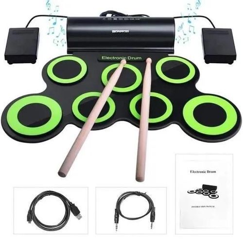 Batterie Électronique Avec Haut-Parleurs Intégrés, Portable Électronique Roll Up Tambour, Parfait Pour Les Débutants Et Les Enfant
