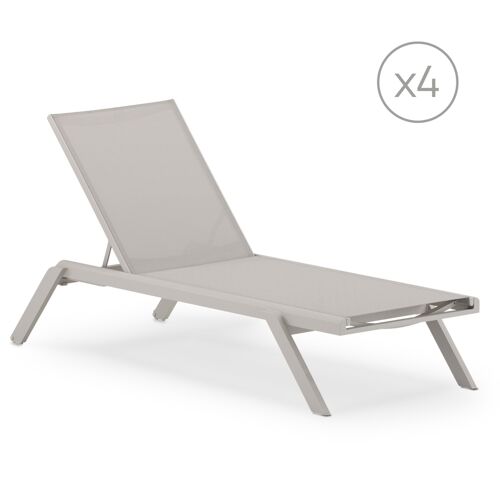 Pack De 4 Chaises Longues De Jardin En Aluminium Beige
