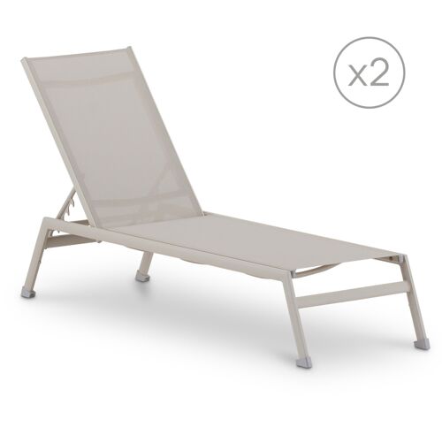Pack De 2 Chaises Longues De Jardin En Aluminium Beige