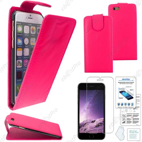 ebestStar ® Film Verre trempé + Coque Housse Etui Simili Cuir Rabattable pour Apple iPhone 6 Plus écran 5,5", Couleur Rose + Film Verre