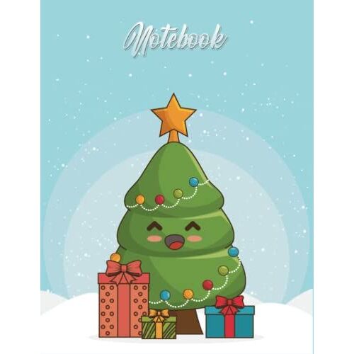 Composition Notebook: Cute Kawaii Christmas Tree | Wide Ruled Paper Notebook Journal | Blank Wide Lined Workbook For Girls Boys Kids Teens Students - 120 Pages - 8,5 X 11 Inches (Letter Size)