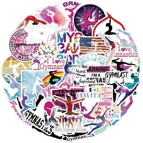 50pcs Gymnaste Autocollants I Gymnastique Vinyle Décalcomanies Motivationnel Sport Autocollant pour Bouteille D' Vélo Téléphone Étui À Bagages