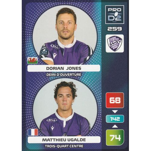 N° 259 - Carte Panini Adrenalyn Xl - Rugby 2020 / 2021 - Pro D2 - Jones / Ugalde - Soyaux Angouleme