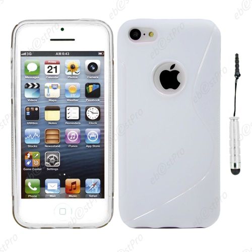 Ebeststar ® Housse Etui Coque Silicone Gel Motif S-Line Protection Souple Pour Apple Iphone 5s, 5, Couleur Blanc + Mini Stylet + Film Protection D'écran
