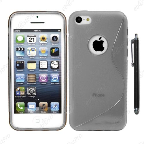 Ebeststar ® Housse Etui Coque Silicone Gel Motif S-Line Protection Souple Pour Apple Iphone 5s, 5, Couleur Gris + Stylet + Film Protection D'écran